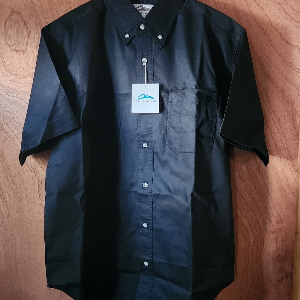 Men's Black Short Sleeve Shirt Tri- Mountain  Sz Medium